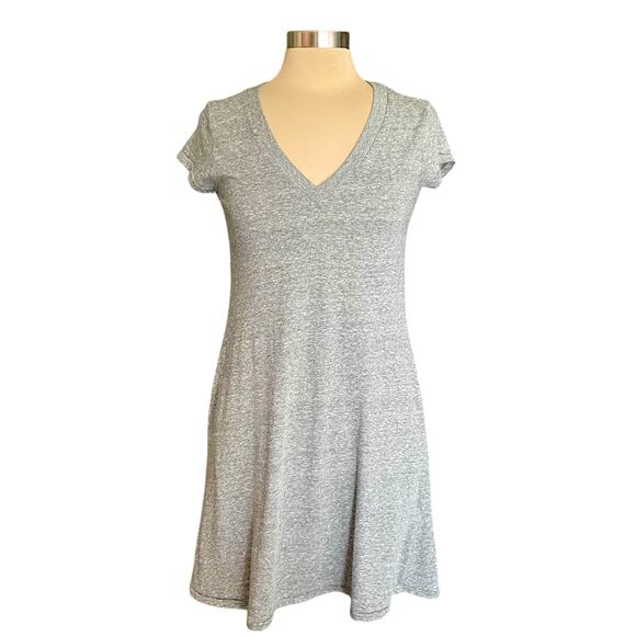 Current/Elliot Trapeze T-Shirt Dress Sz SMALL Heather Gray Cap Sleeves V-neck - Picture 2 of 6